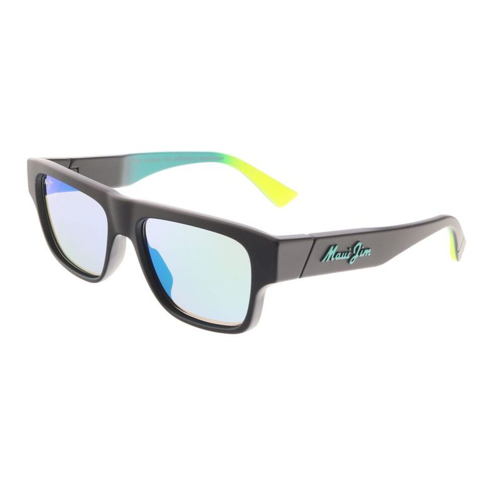 Maui Jim MJ0638S004 Rectangle Polarized Sunglasses Matte Black Frame